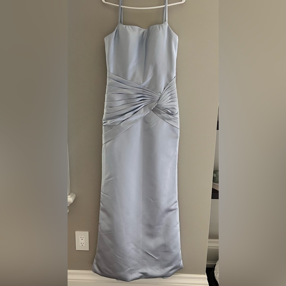 Blue Ruched Satin Dress